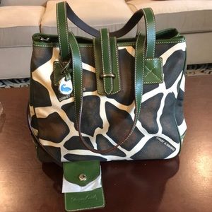 Dooney & Bourke Giraffe Print Hand Bag Green/Brown
